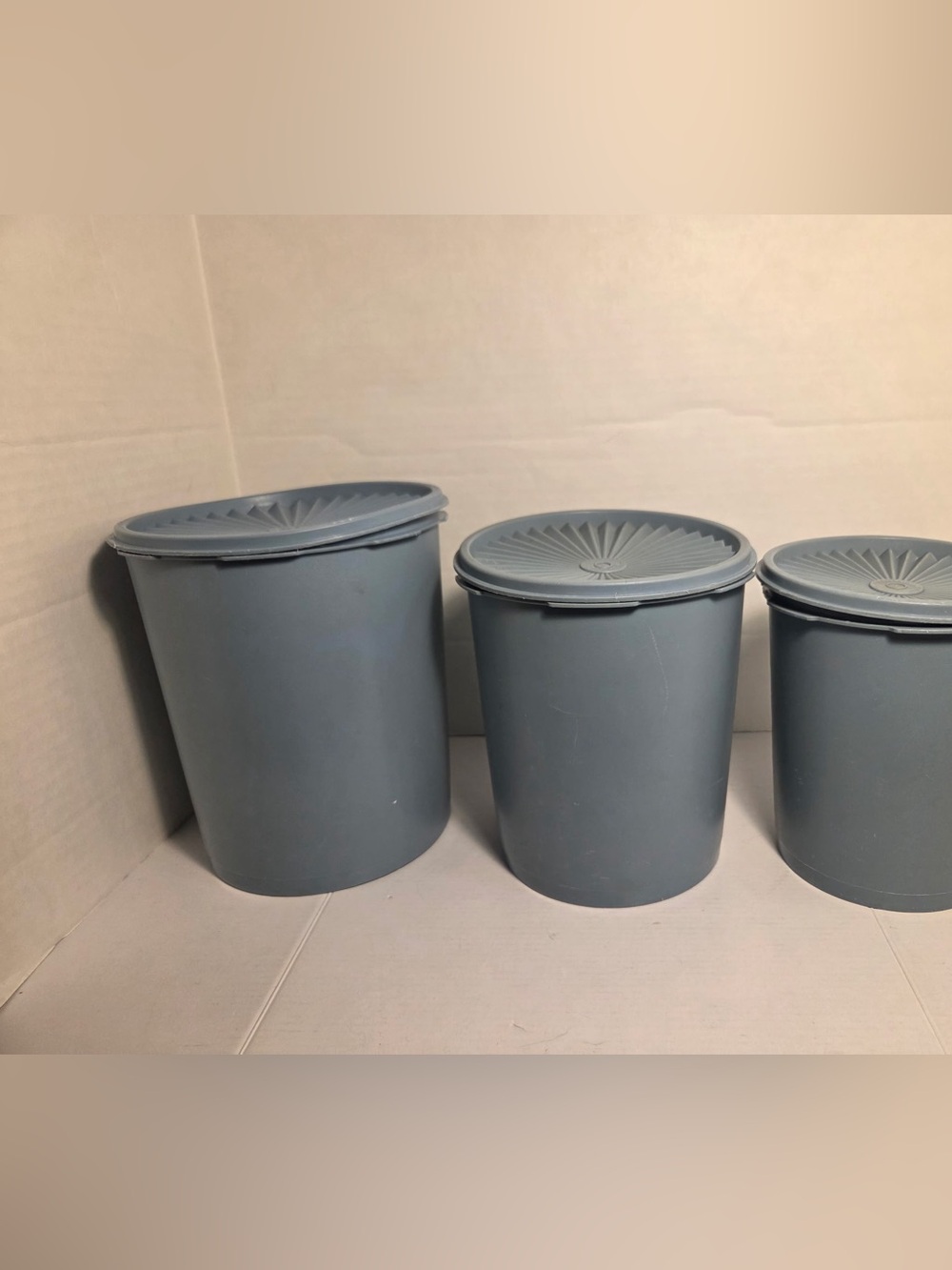 Set Of 3 Vintage Tupperware Nesting Canisters Light Blue Country With Lids